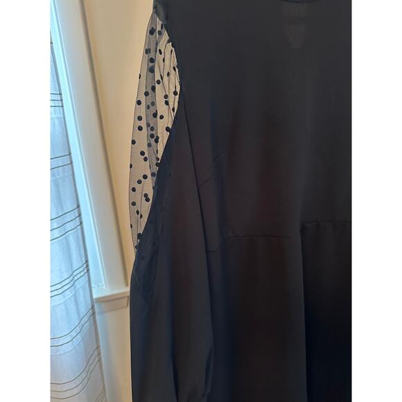SHEIN Curve Black Dress with Sheer Polka Dot Sleeves 1XL - Picture 3 of 5